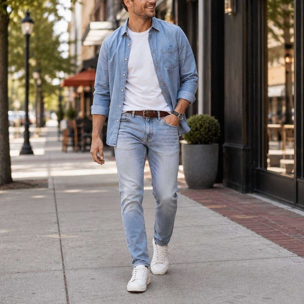 Mutual Weave The Slim Jeans Men's 31x32 Light Wash Stretch Heritage Americana